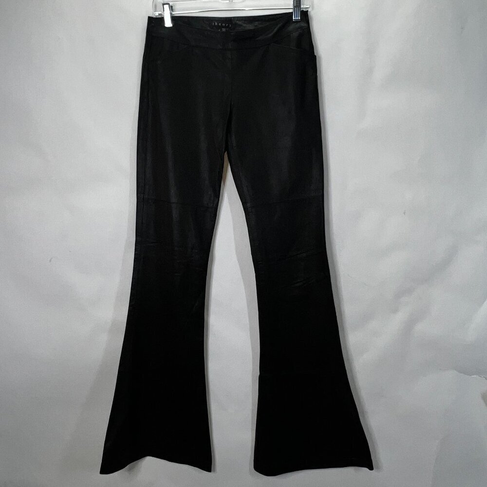 Theory Lamb Skin Leather Pants Flare Boot Cut  Size 0